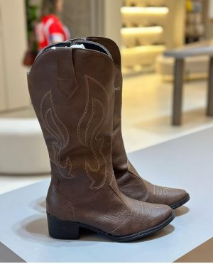 Bota Texana Feminina Country Westen Cano Medio Bordada