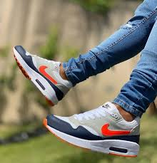 Tênis Nike Air Max Masculino Esportivo Casual Cinza Laranja